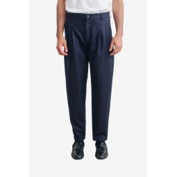 Pleated Wide Trousers - Navy Flannel