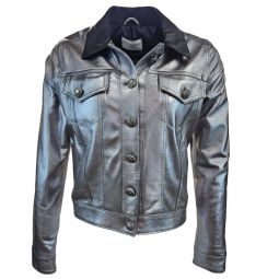 Leather Jacket - Silver/Black