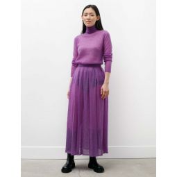 Kid Mohair Sheer Knit Pleated Skirt - Purple