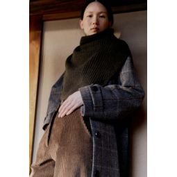Single Breasted Long Coat - Brown Plaid