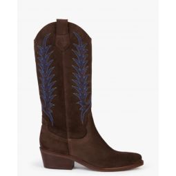 Goldie Embroidered Cowboy Boot - BItter Chocolate