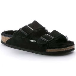 Arizona Shearling/Suede Leather Sandals - Black/Black