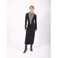 Hooded Long Dress in Gray & Black by MM6 Maison Margiela