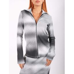 Rib Knit Zip Up in Printed Black & White by Melitta Baumeister