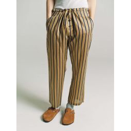 Viscose And Silk Alumni Stripe Pajama Pants - Yellow Multi