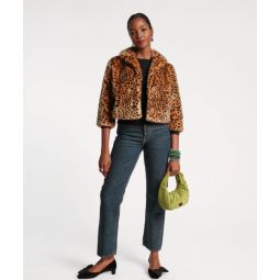 Erika Leopard Faux Fur Jacket - Yellow/Brown