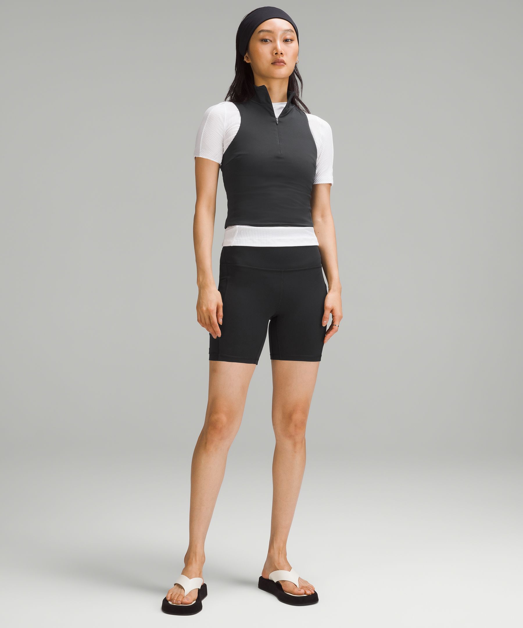 Tight-Fit Lined Half-Zip Tank Top *Online Only