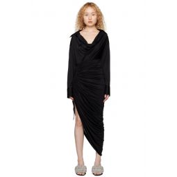 Black Asymmetric Midi Dress 231187F054003