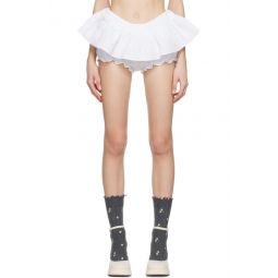 White Double Layer Shorts 231901F088008