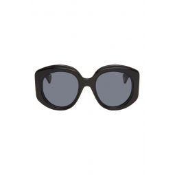 Black Oversized Round Sunglasses 232451M134049