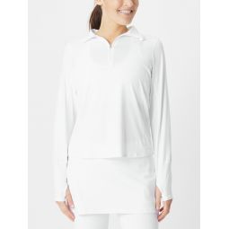 BloqUV Womens Relaxed 1/2 Zip Top - White