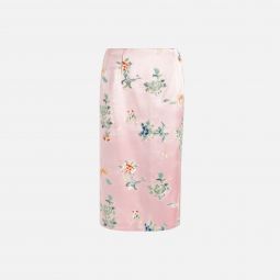 silk embroidered pencil skirt