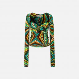 divy printed knot front top