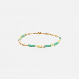 shine bracelet green pattern beads with 18k yellow gold