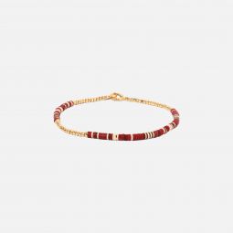 shine #2 bracelet in wine pattern beads with 18k yellow gold
