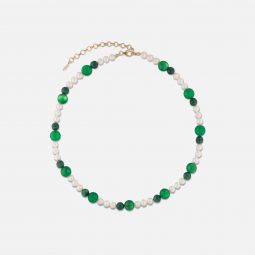 freshwater pearl green onyx malachite necklace