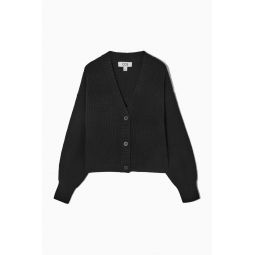 CROPPED WOOL AND CASHMERE-BLEND CARDIGAN