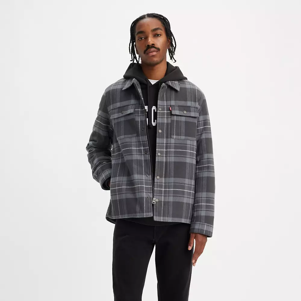 Cotton Plaid Quilted Lining Shacket