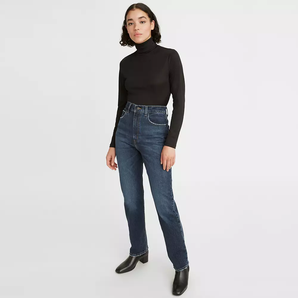 70s High Rise Slim Straight Womens Jeans