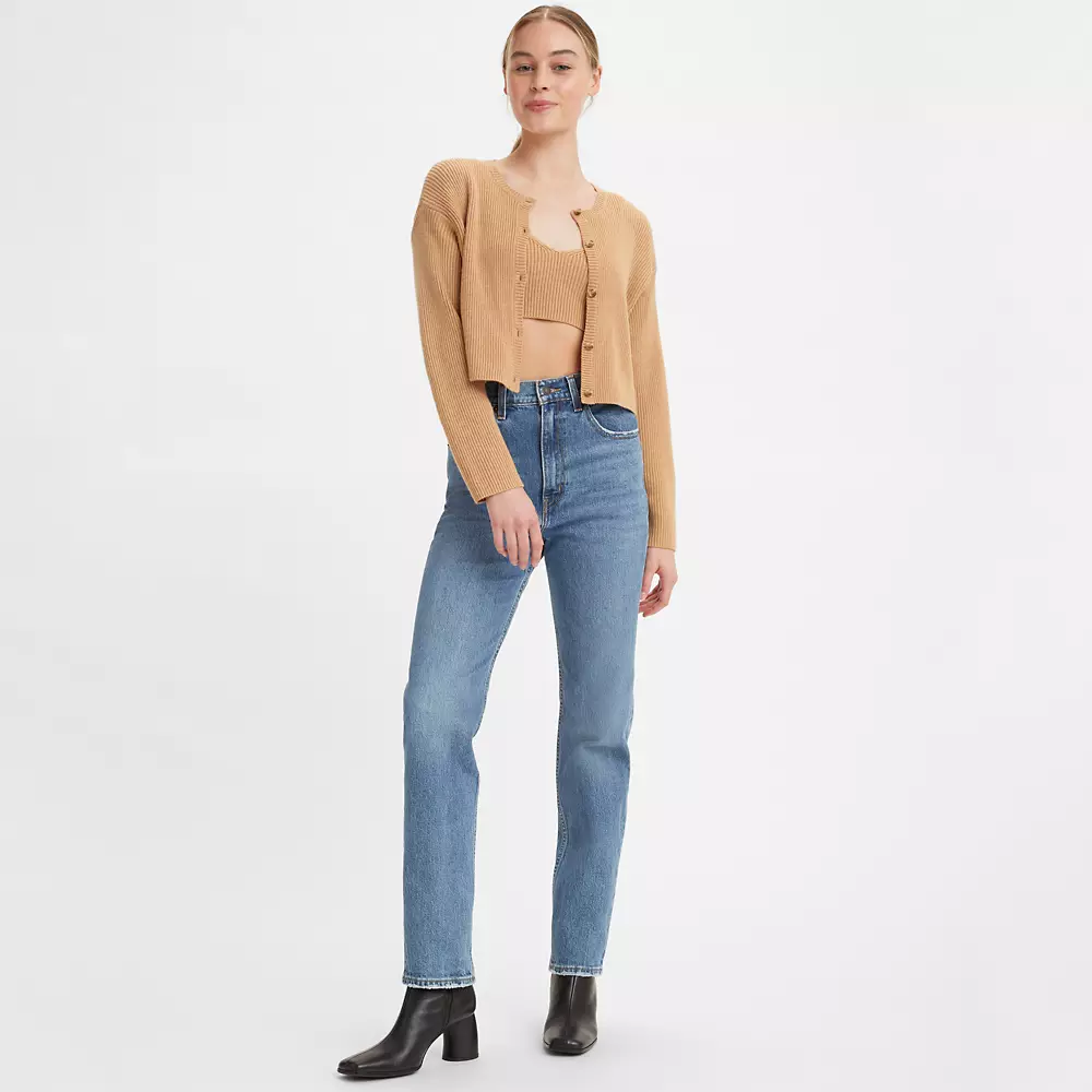 70s High Rise Slim Straight Womens Jeans