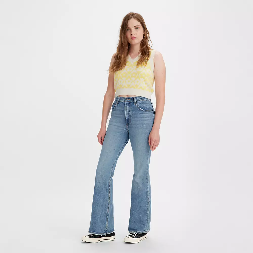 70s High Rise Flare Womens Jeans