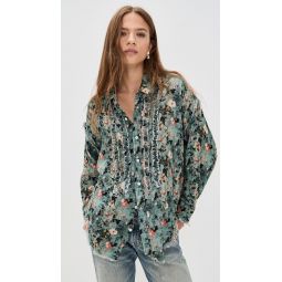 Shredded Seam Ruffle Shirt