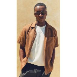 Noll Short Sleeve Camp Collar in Relaxed Linen