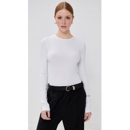 Circular Ribbed Crew Neck Pullover T-Shirt