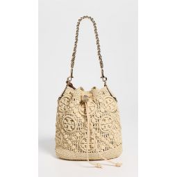 T Monogram Raffia Bucket Bag