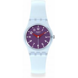 Swatch Lady Womeninchs Watch Casual Plastic Blue Quartz Waterproof Powder Plum