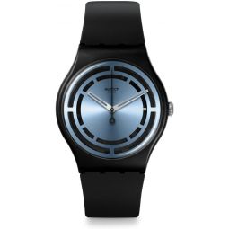 Swatch New Gent Bioceramic Unisex Watch Casual Bioceramic Black Quartz Waterproof Circled Lines