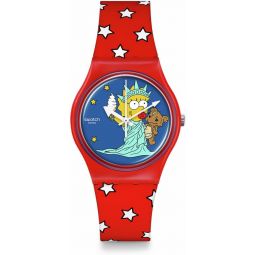 Swatch Gent Biosourced Unisex Watch Casual Plastic Red Quartz Waterproof Little Lady Libery