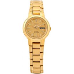 Seiko 5#SYME46K1 Womeninchs Gold Tone Self Winding Automatic Watch