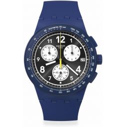 Swatch Chrono 42 Unisex Watch Dress Stainless Steel Blue Quartz Waterproof Nothing Basic About Blue