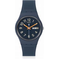 Swatch Gent Biosourced Unisex Watch Casual Plastic Blue Quartz Waterproof Trendy Lines at Night