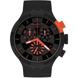 Swatch Big Bold Chrono Unisex Watch Casual Plastic Black Automatic Waterproof Checkpoint Red