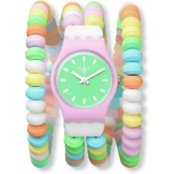 Swatch Women Dress Pink Watch Plastic Quartz Caramellissima