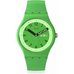 Swatch Unisex Casual Green Watch Bio-sourced Quartz Proudly Green