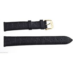 Longines 18mm Black Leather Mens Replacement Watch Band Strap Gold Buckle
