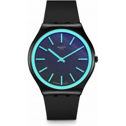 Swatch Skin Irony 42 Unisex Watch Casual Plastic Black Quartz Waterproof Obsidian Shimmer