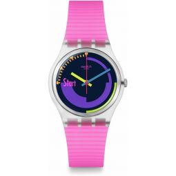 Swatch Gent Biosourced Unisex Watch Casual Plastic Transparent Quartz Waterproof Neon Pink Podium
