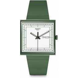 Swatch Square Bioceramic Unisex Watch Casual Bioceramic Green Quartz Waterproof What If…Green?