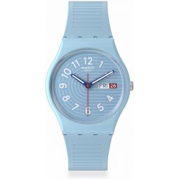 Swatch Gent Biosourced Unisex Watch Casual Plastic Blue Quartz Waterproof Trendy Lines in The Sky