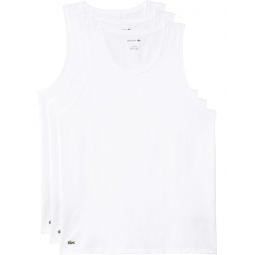 Mens Lacoste 100% Cotton Slim Fit Tank Top 3-pack