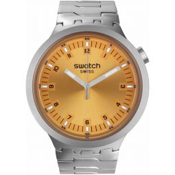 Swatch Unisex Dress Yellow Stainless Steel Quartz Big Bold Irony Amber Sheen