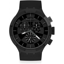 Swatch Big Bold Chrono Unisex Watch Casual Plastic Black Automatic Waterproof Checkpoint Black
