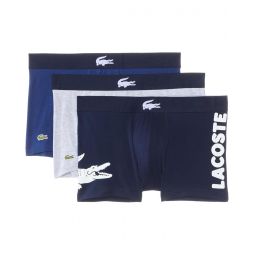 Mens Lacoste Cotton Stretch Big Croc Print Trunks, 3-pack