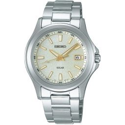 Seiko Solar Quartz SBPN069 Men's Wristwatch, Silver, Champagne, Bracelet Type