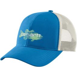 Carhartt Meninchs 105694 Canvas Mesh-Back Fish Graphic Cap - One Size Fits All - Azure Blue