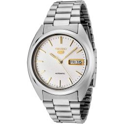 Seiko Men's SNXG47 5 Automatic White Dial Stainless Steel Watch